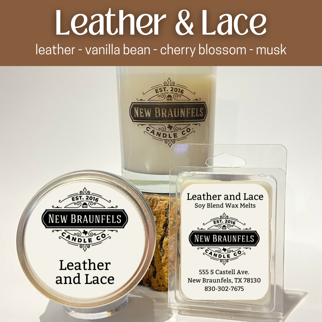Wholesale Leather Lace Candle | New Braunfels Candle Company